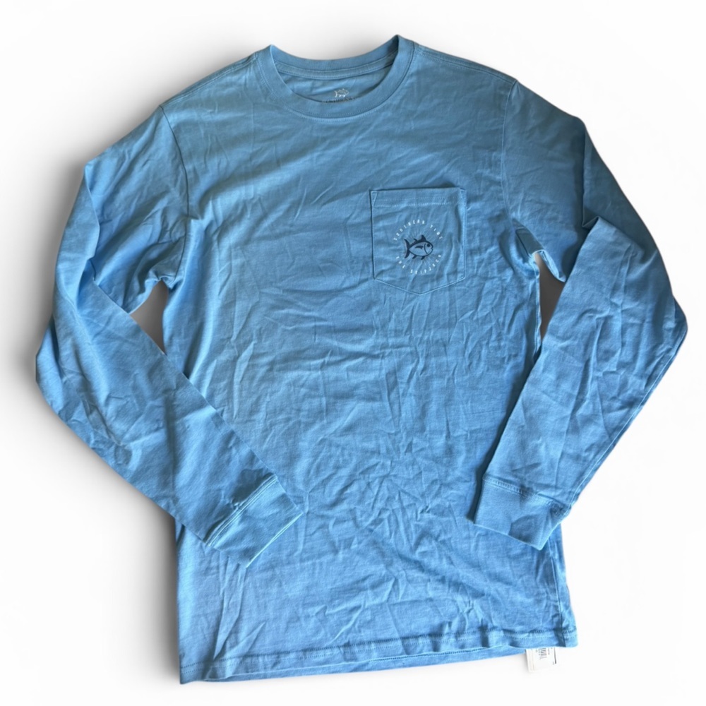 Southern Tide Men's Light Blue Long-Sleeve Pocket Tee